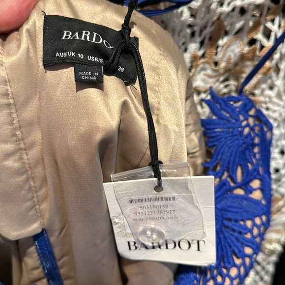 BARDOT Womens Blue Spaghetti Strap Below The Knee Cocktail Sheath Dress 6\S - Picture 5 of 6